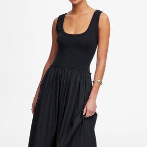 NWT Madewell Mixed Poplin Scoopneck Maxi Dress